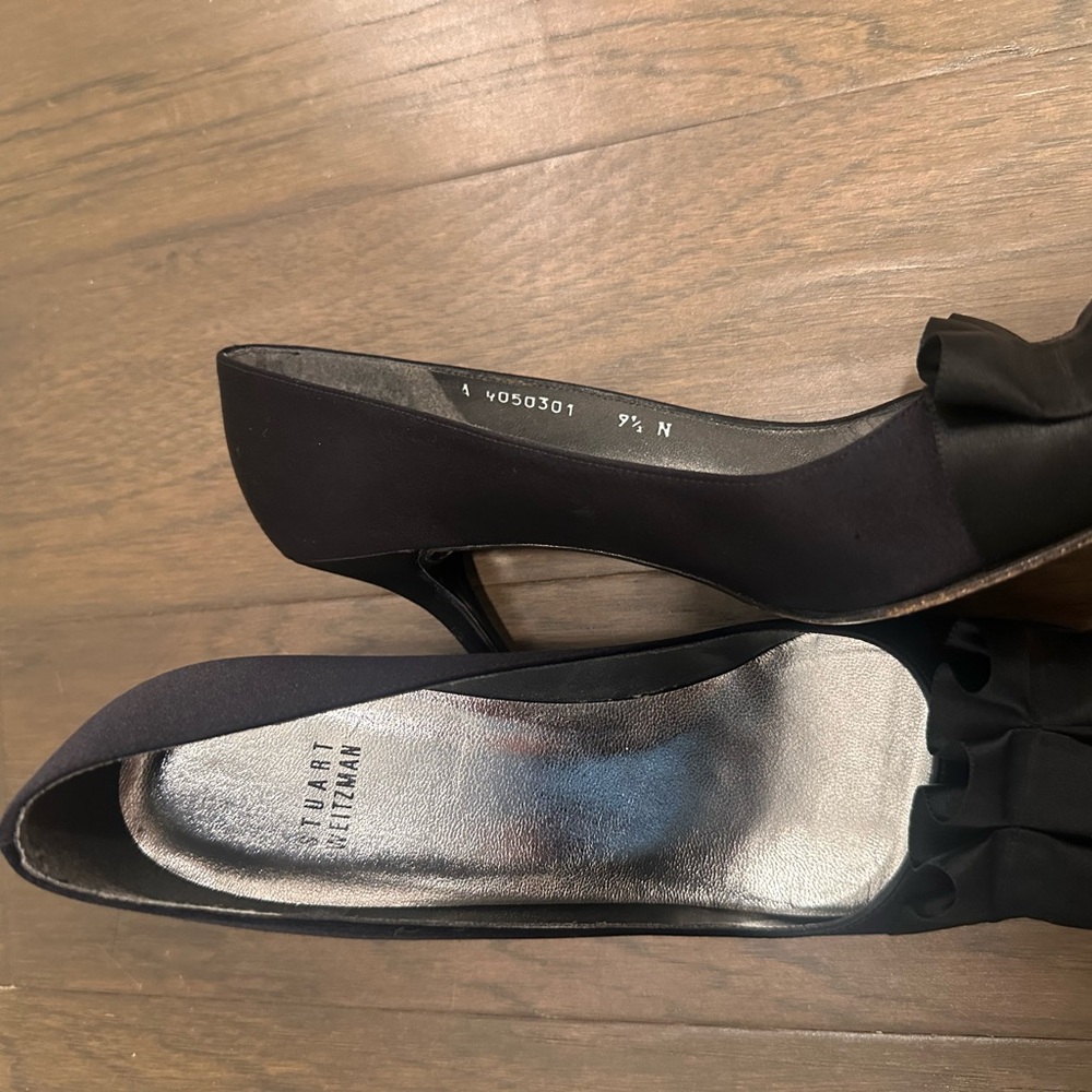 Elegant Black peep toe Heels Stuart Weitzman 9 1/2 - Picture 2 of 7